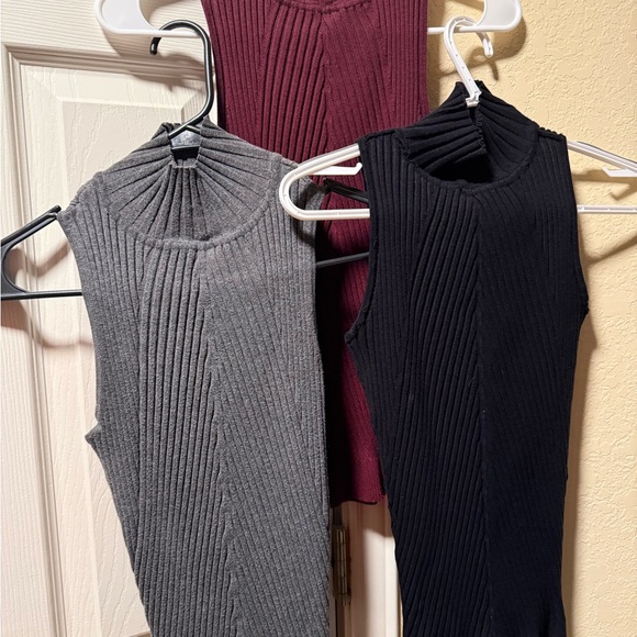 INC International Concepts Tops - INC International Concepts 3 Pack Mock Sleeveless Knit Top, Maroon, Black, Gray